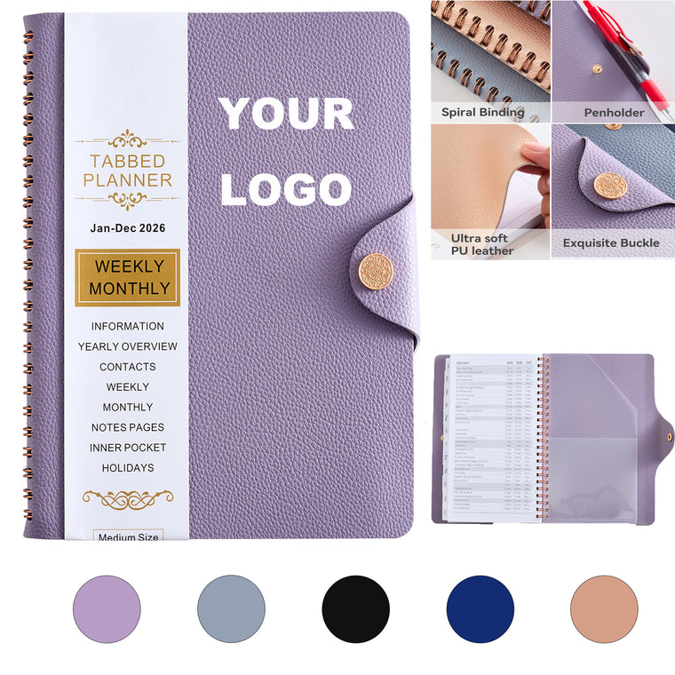 Weekly Calendar A5 Soft Leather Buckle Coil Notebook