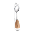 Stainless Steel Kids Tableware With Standing Wooden Handle