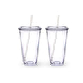 16OZ Double Layer Plastic Straw Cup