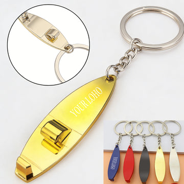 Metal Surfboard Shaped Beer Bottle Opener With Keychain
