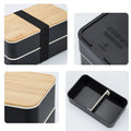 Stackable Double-Layer Lunch Box With Bamboo Lid Lunch Set