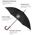 Wooden Hook J-Shaped Automatic Business Long Handle Umbrella