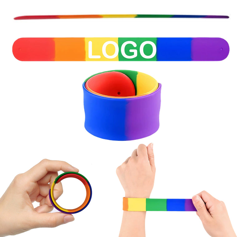Rainbow Silicone Slap Wristband