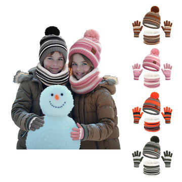3 Sets Kids Winter Hat Gloves Scarf Set