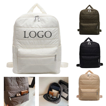 Puffer Quilted Backpack For Fall Casual Use