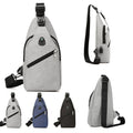Men'S Oxford Sling Bag With Usb Charging Port