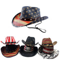 Vintage Patriotic Straw Western Cowboy Hat