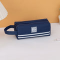 Oxford Fabric Dual Zipper Pencil Case With Handle