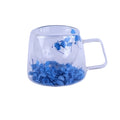 Double Walled Dried Flowers Glass Cups With Handle