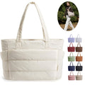 Lightweight Quilted Puffer Tote Bag With Zipper