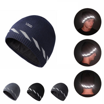 Reflective Silk Beanie Outdoor Night Work Knit Hats
