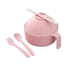 5-Piece Wheat Straw Soaking Noodle Bowl Set With Cutlery