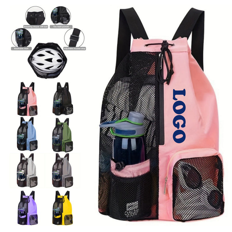 Mesh Beach Backpack With Drawstring Wet Pocket