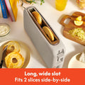 2 Slice Slim Long Slot Toaster 6 Shade Reheat Cancel 900w