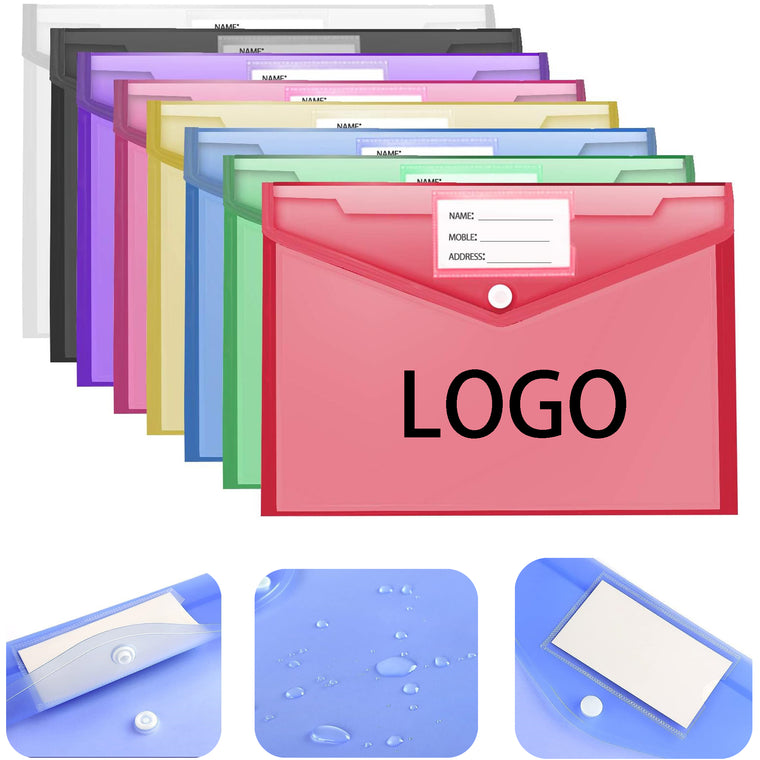 Clear Document Folders File Plastic Envelopes Snap Closure