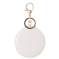 Round Leather Double Sided Makeup Mirror With Keychain