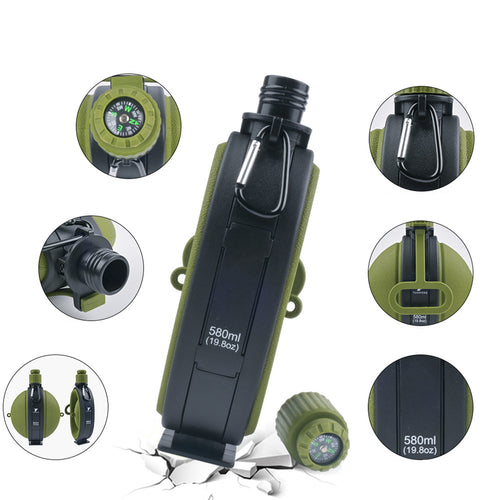19.8 Oz Foldable Compass Silicone Water Bottle