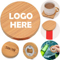 3-In-1 Bamboo Refrigerator Sticker Coaster Bottle Opener