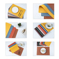 Nordic Rectangular Leather Placemat With Gold Rim