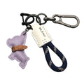Cute Leather Bulldog Keychain For Purse Handbag Backpack Bag