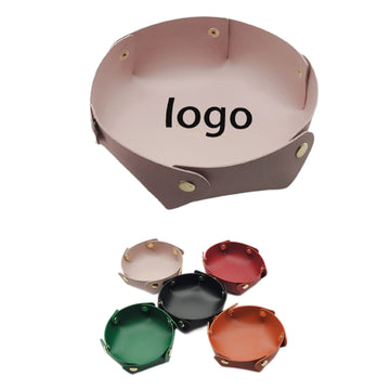 Portable Premium Leather Tray Desktop Storage Organizer