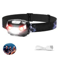Led Rechargeable Waterproof Headlamp With Red Light