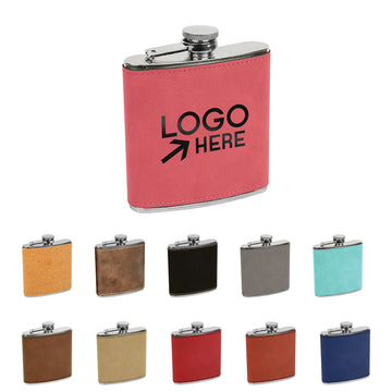 6 Oz Stainless Steel Flask With Faux Leather
