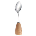 Stainless Steel Kids Tableware With Standing Wooden Handle