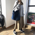 Denim Shoulder Hobo Tote Bag