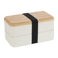2 Layers Compartment Lunch Bento Box W/ Bamboo Lid & Cutlery