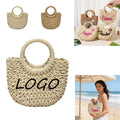 Handmade Woven Straw Tote Bag For Beach Vacation