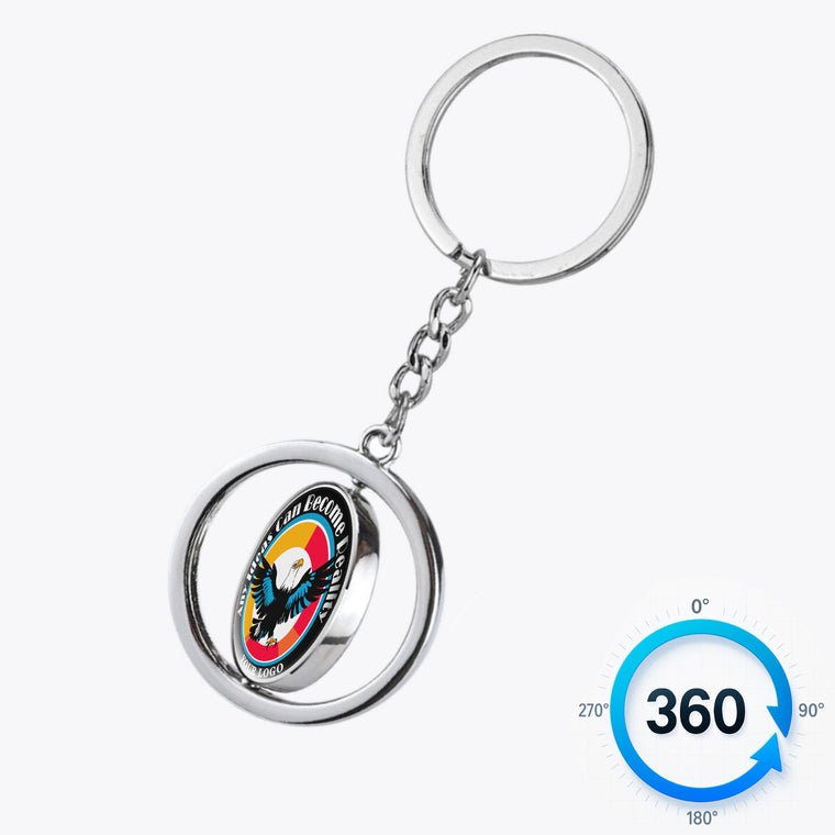 Round Double-Sided Rotating Metal Keychain