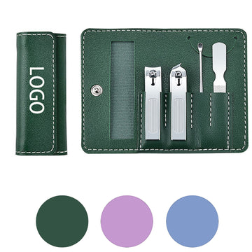 4PCS Stainless Steel Nail Clipper Set With Leather Case