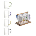 300Ml Glass Coffee Mugs With Colored Handle