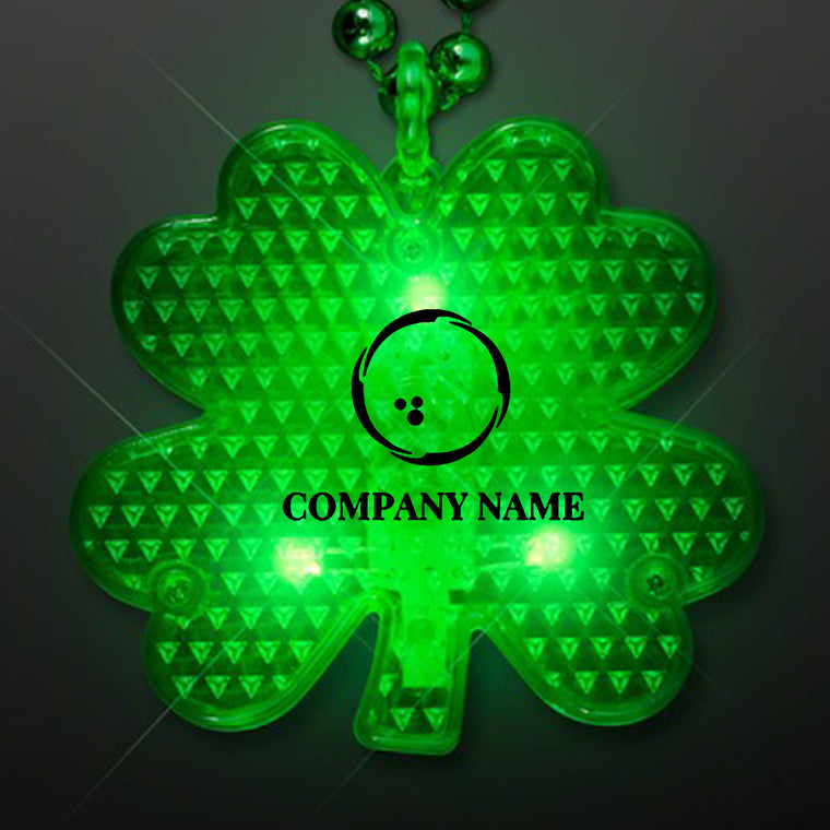 Light Up Necklace Luck of The Irish Clover Leaf Shamrock