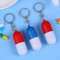 Capsule Shaped Pill Box With Key Ring
