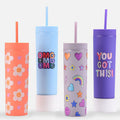 16Oz Skinny Double Wall Acrylic Tumblers With Straws