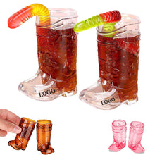 Mini Cowboy Boot Shot Glasses 1 Oz Plastic set  of 2