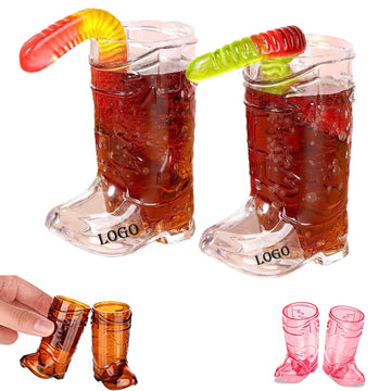 Mini Cowboy Boot Shot Glasses 1 Oz Plastic set  of 2