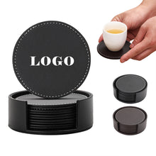 6 Piece Leather Round Coaster Insulation Mat Set