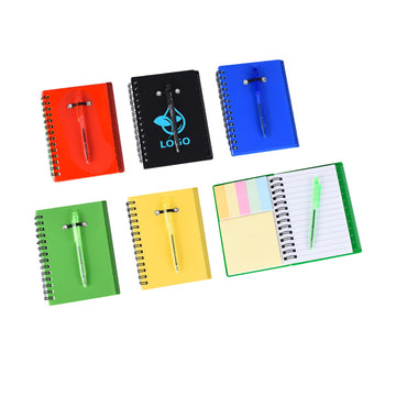 Spiral Notebook with Pen and Sticky Notes