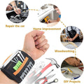 5-Row Magnetic Tool Wristband 15 Strong Magnets & 2 Pockets