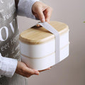 Double Decker Lunch Box With Tableware Set