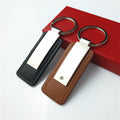 Rectangular Leather Keychain w/ Metal Plate