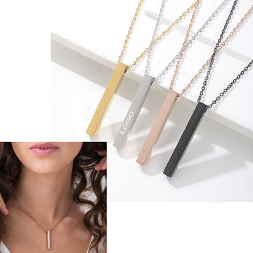 Stainless Steel 4 Sided Vertical Bar Necklace
