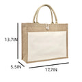 2 Tone Jute Tote Bag with Large Front Pocket