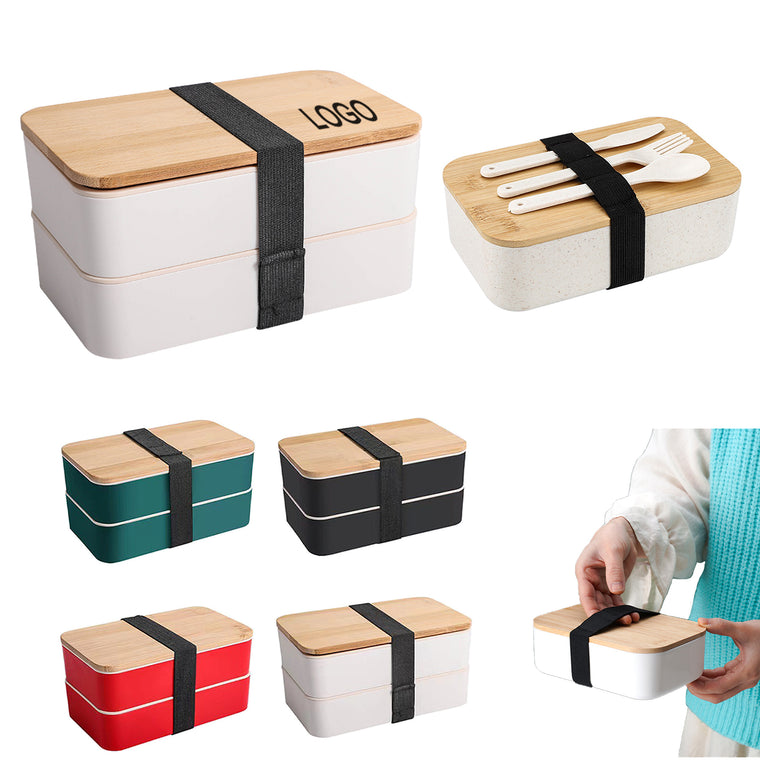 47Oz Japanese Double Bento Box Included Cutlery