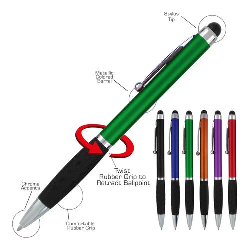 2 In1 Metal Twist Action Stylus Ballpoint Pen