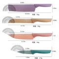 6 Piece Colorful Kitchen Knife Set With Peeler And Shears
