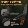 Tactical Folding Knife With Wooden Handle